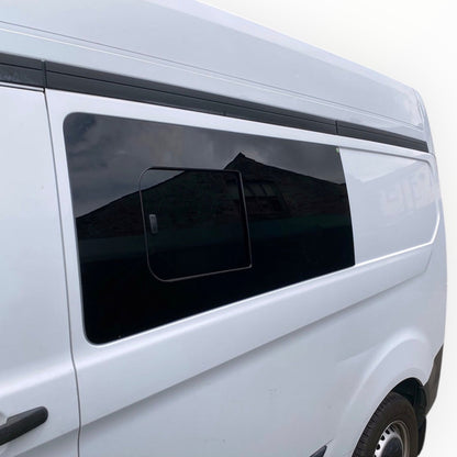 Transit custom window with front sliding section