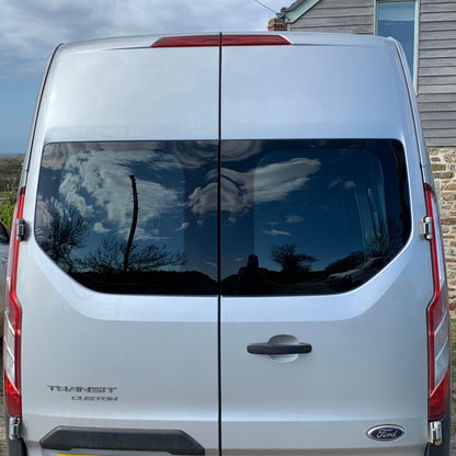 Transit custom van rear barn door windows, oem green tint