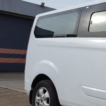 Transit custom rear quarter window, oem green tint, available for SWB and LWB