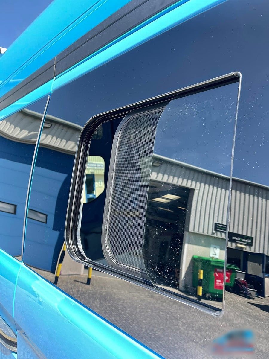 Transit Custom tinted opening window with sliding fly screen